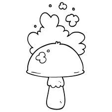 Free Cartoon Mushroom With Spore Cloud Stock Photos - 256111963
