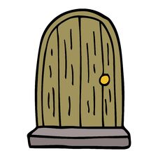 Cartoon Doodle Old Wood Door Stock Images