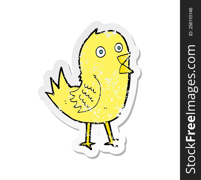 retro distressed sticker of a cartoon tweeting bird