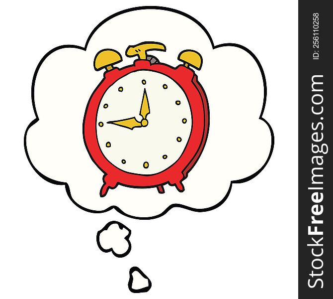 Cartoon Alarm Clock And Thought Bubble