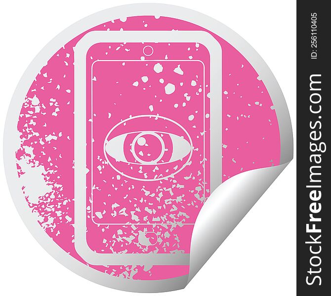 cell phone watching you graphic distressed sticker illustration icon