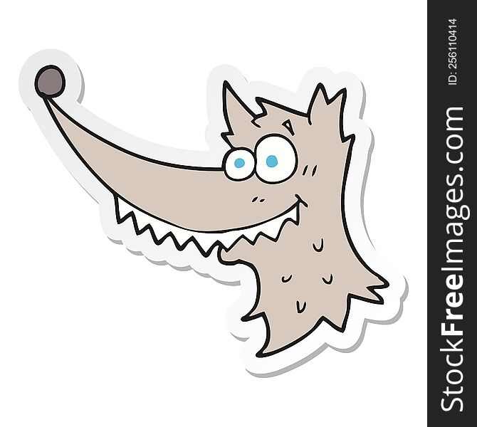 Sticker Of A Cartoon Wolf Head