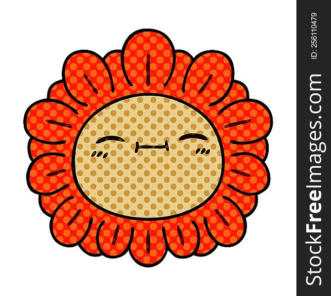comic book style quirky cartoon flower. comic book style quirky cartoon flower