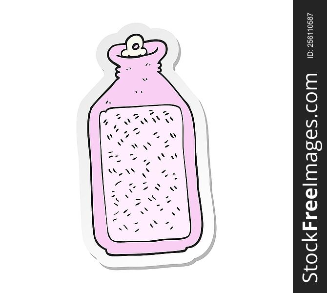 sticker of a cartoon hot water bottle