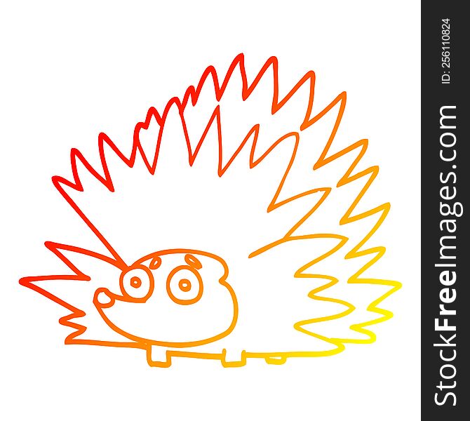 Warm Gradient Line Drawing Cartoon Spiky Hedgehog