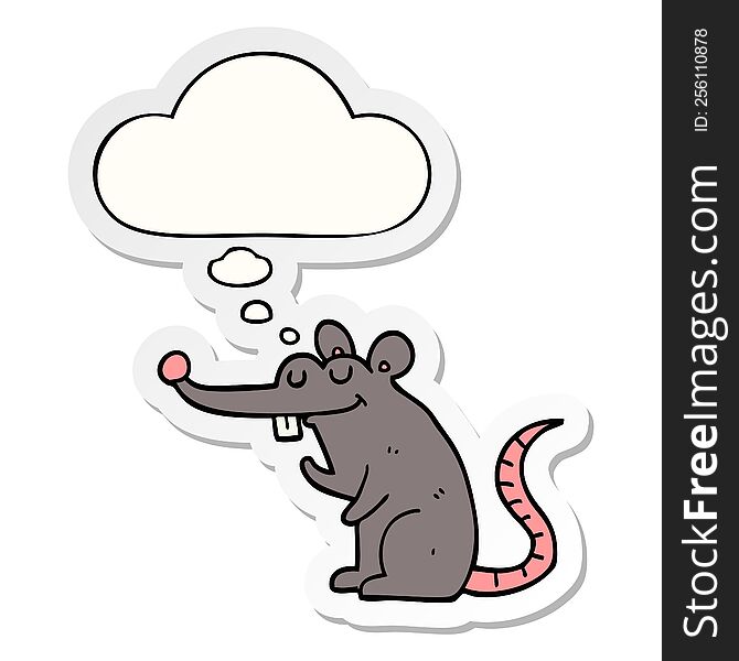 Cartoon Rat And Thought Bubble As A Printed Sticker