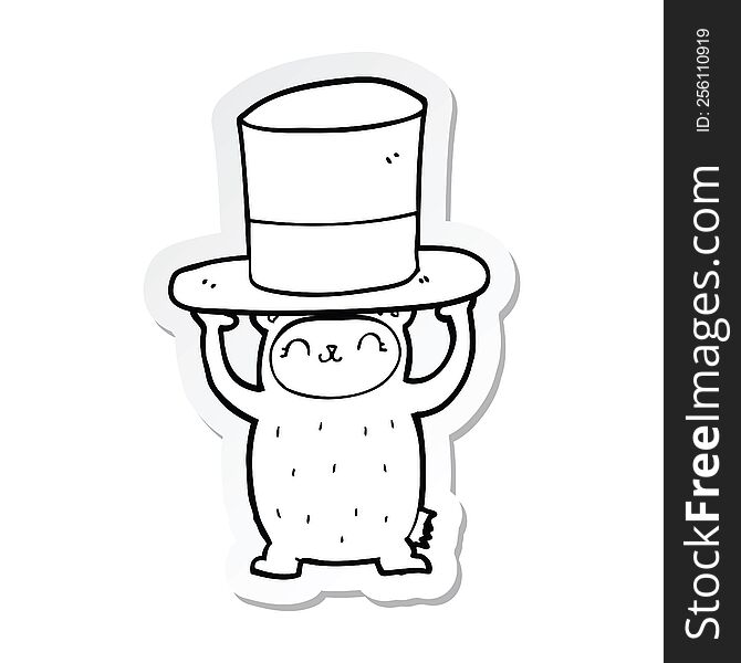 sticker of a cartoon bear with giant hat