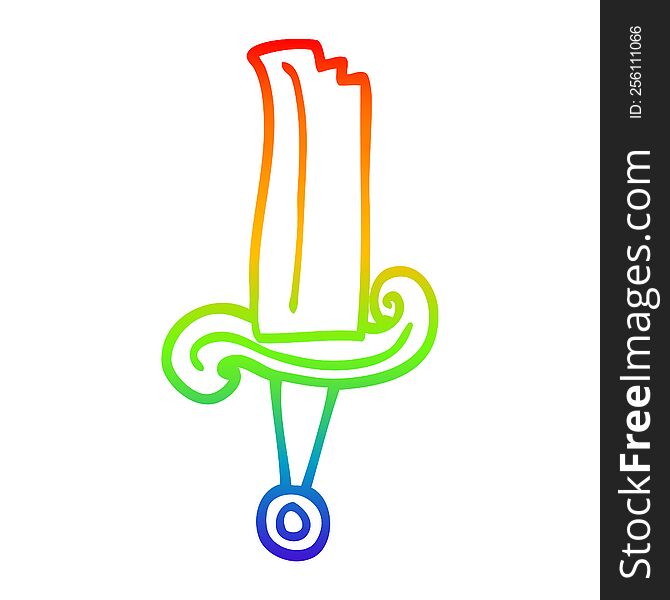 rainbow gradient line drawing of a cartoon jeweled sword