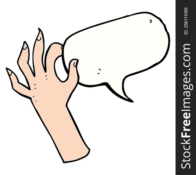 Cartoon Hand Symbol With Speech Bubble