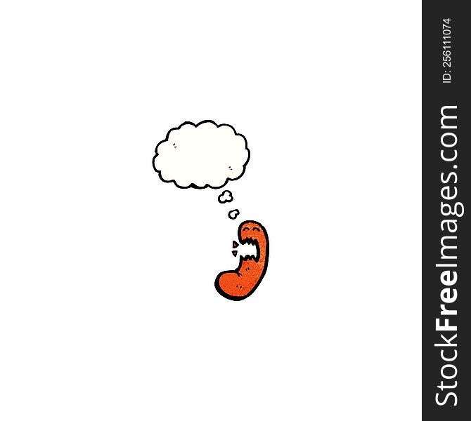 cartoon baked bean with thought bubble
