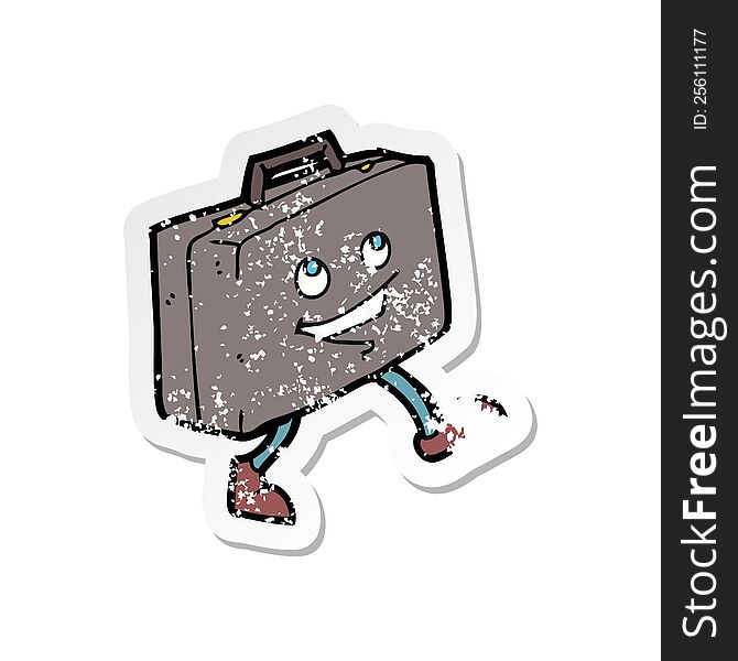 retro distressed sticker of a cartoon briefcase