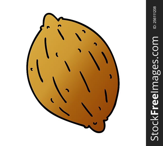 gradient cartoon illustration of a single walnut. gradient cartoon illustration of a single walnut