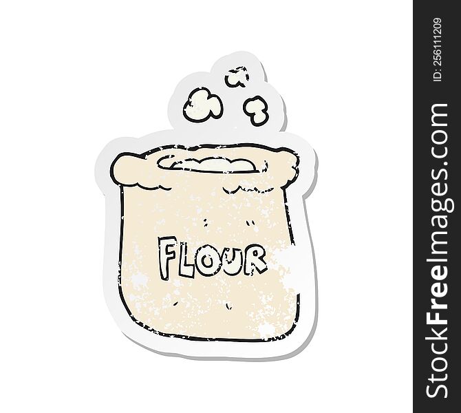 Retro Distressed Sticker Of A Cartoon Bag Of Flour