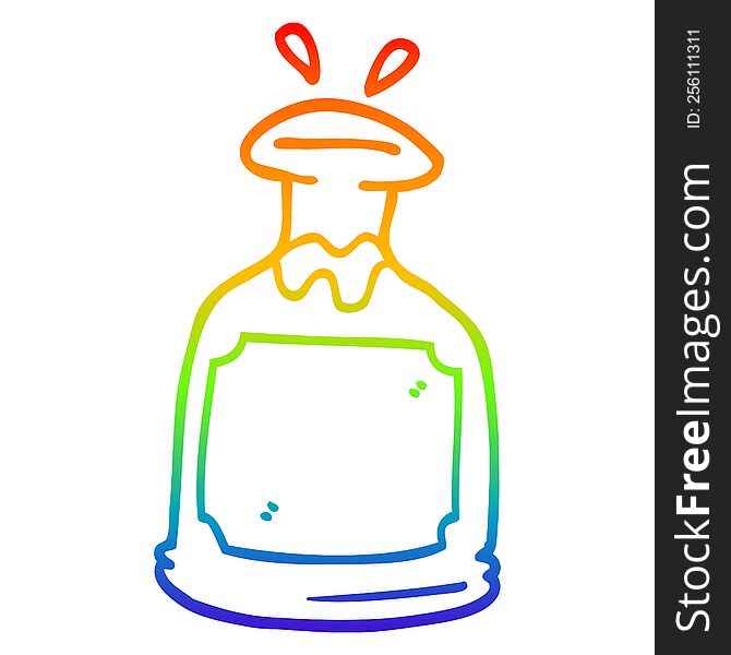 rainbow gradient line drawing of a cartoon glass decanter