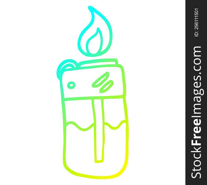 cold gradient line drawing of a cartoon cigarette lighter