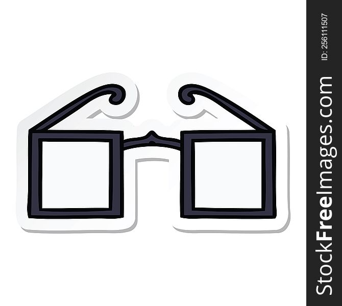 Sticker Of A Cute Cartoon Square Glasses