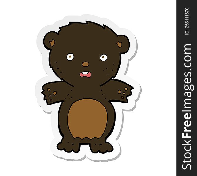 Sticker Of A Frightened Black Bear Cartoon