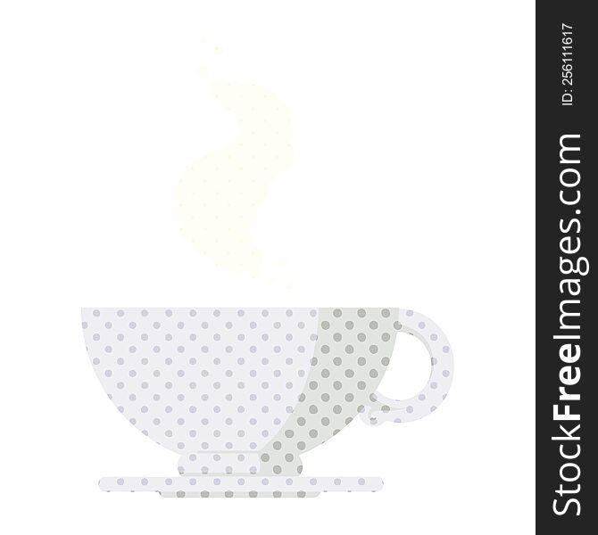 Flat colour illustration of a hot cup of coffee. Flat colour illustration of a hot cup of coffee