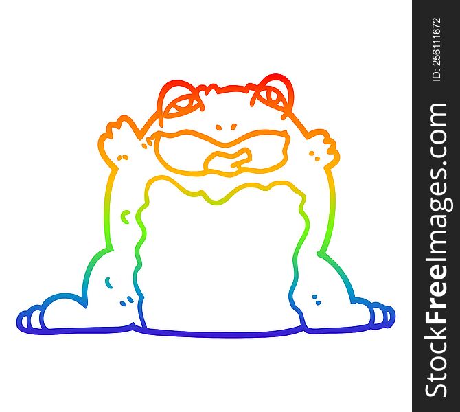 rainbow gradient line drawing of a cartoon toad