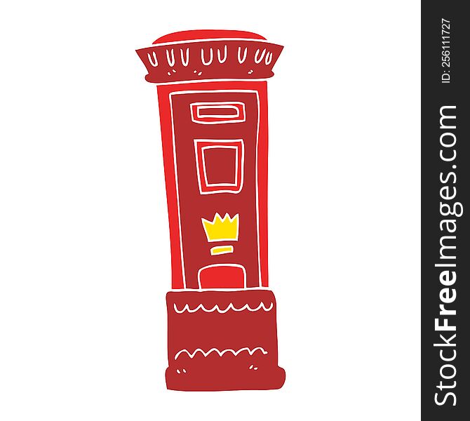 flat color illustration of a cartoon british post box