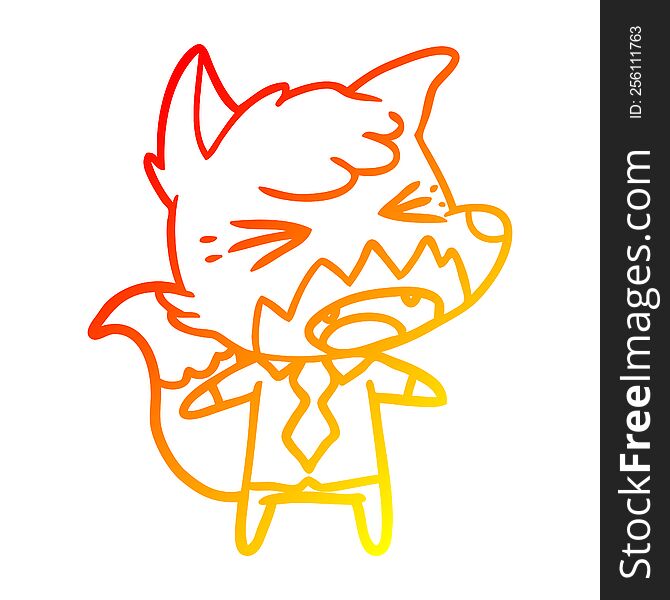 Warm Gradient Line Drawing Angry Cartoon Fox Boss