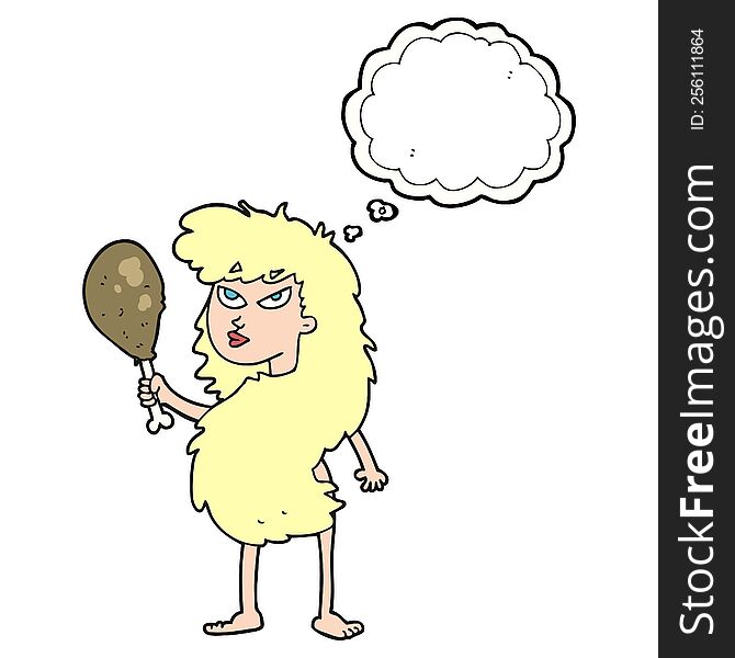 Thought Bubble Cartoon Cavewoman With Meat