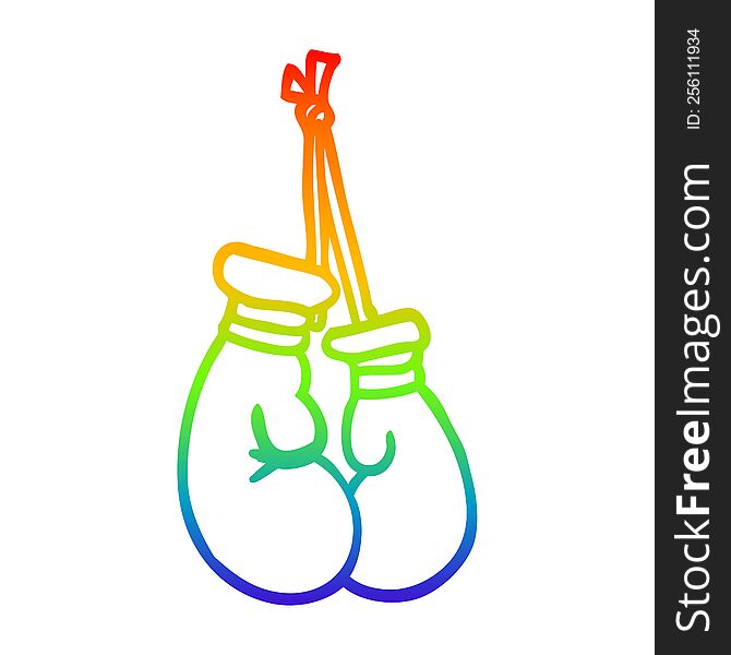 Rainbow Gradient Line Drawing Cartoon Boxing Gloves