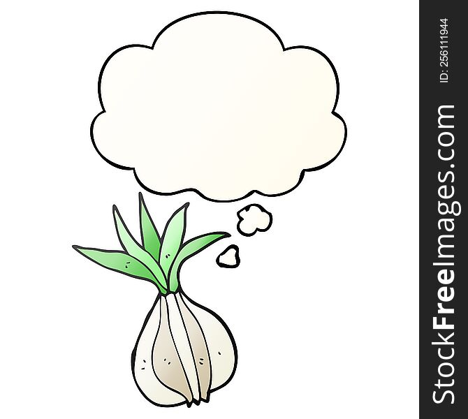 cartoon onion with thought bubble in smooth gradient style