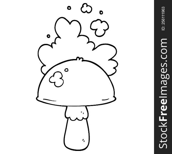 cartoon mushroom with spore cloud