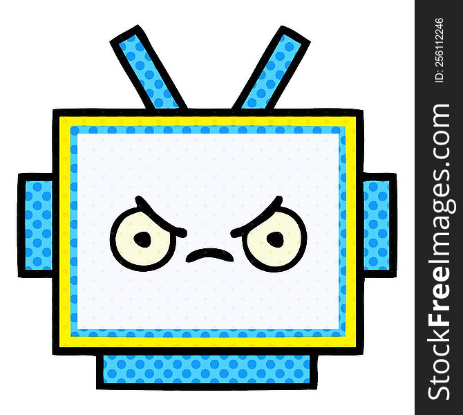 Comic Book Style Cartoon Robot Head