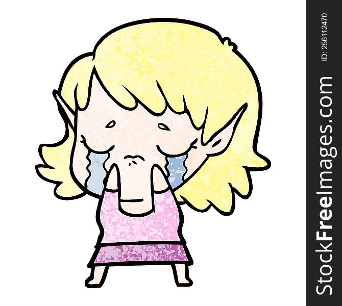 cartoon crying elf girl. cartoon crying elf girl