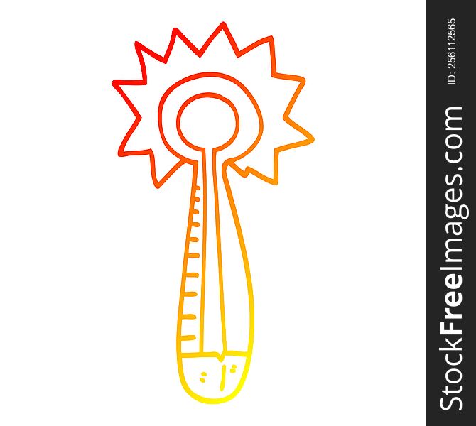 warm gradient line drawing of a cartoon hot thermometer