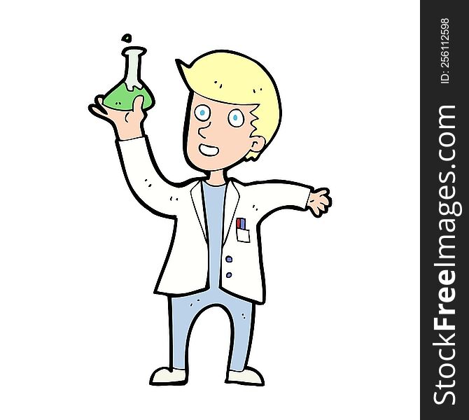 cartoon happy scientist