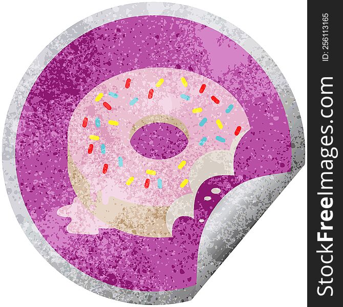 Bitten Frosted Donut Graphic Circular Sticker