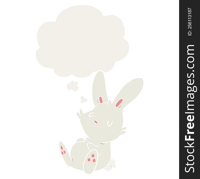 Cartoon Rabbit Sleeping And Thought Bubble In Retro Style