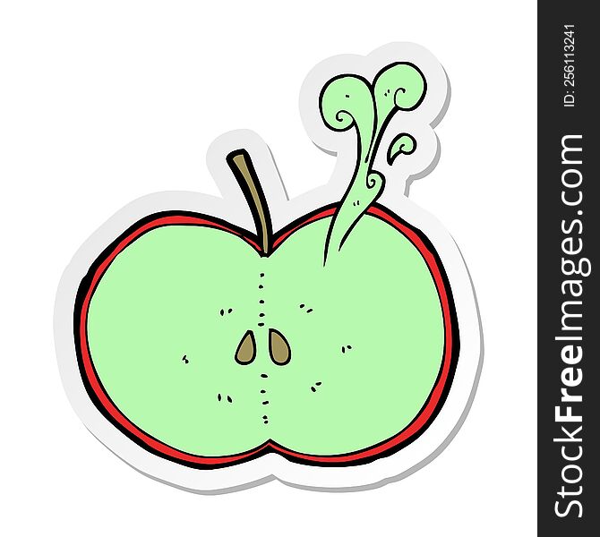 sticker of a cartoon sliced apple