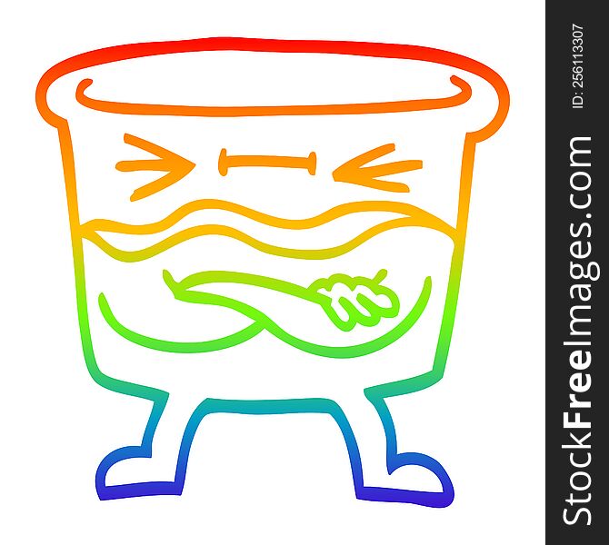 Rainbow Gradient Line Drawing Cartoon Whisky Glass