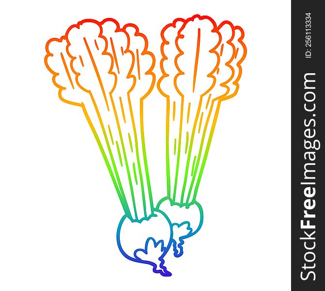 rainbow gradient line drawing of a Cartoon beetroots