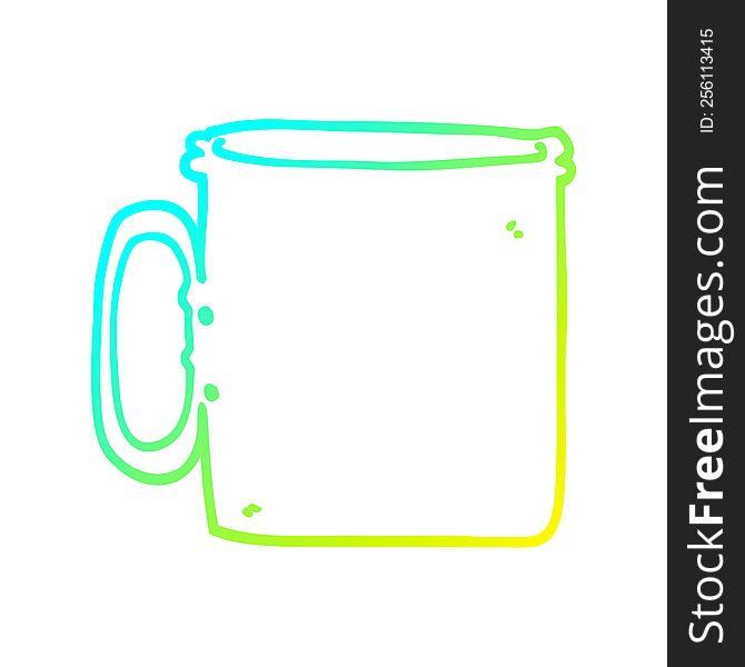 Cold Gradient Line Drawing Cartoon Camping Cup Of Coffee