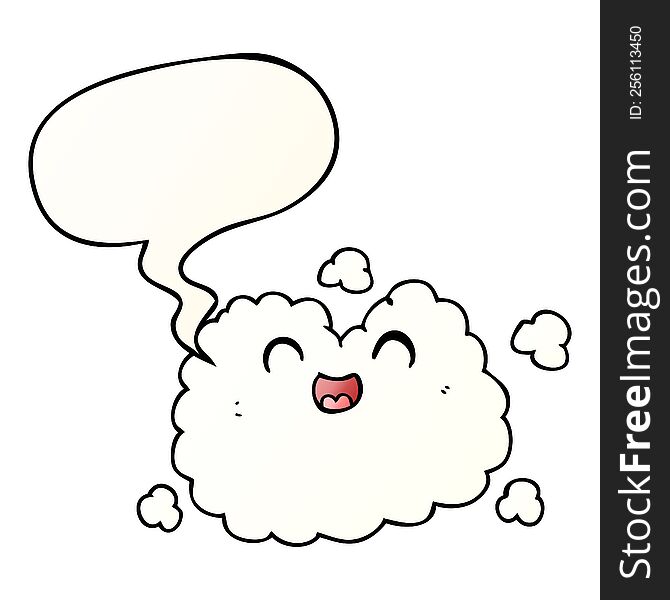 Cartoon Happy Smoke Cloud And Speech Bubble In Smooth Gradient Style
