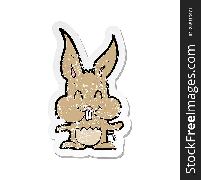 Retro Distressed Sticker Of A Cartoon Rabbit