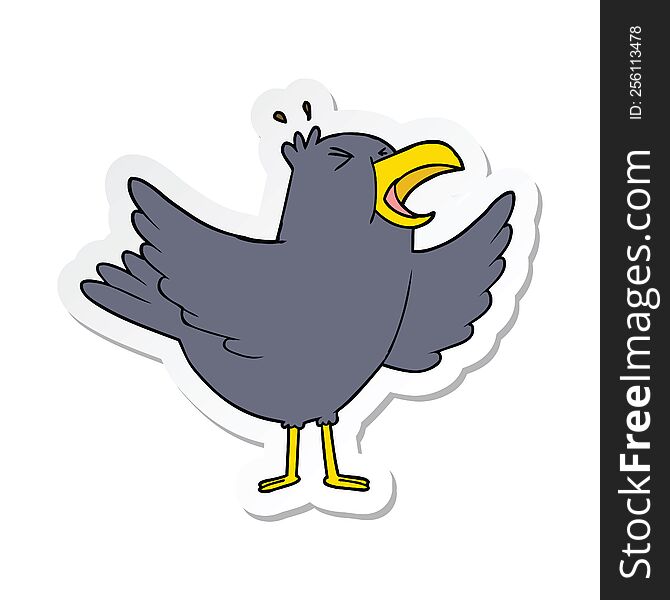 sticker of a cartoon squawking bird