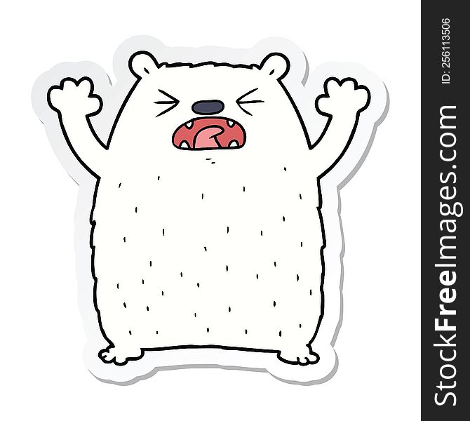Sticker Of A Cartoon Polar Bear Roaring