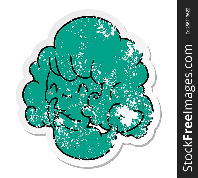 Distressed Sticker Cartoon Kawaii Cute Ghost Mermaid