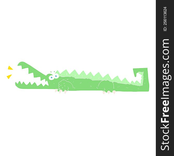 Flat Color Illustration Of A Cartoon Crocodile