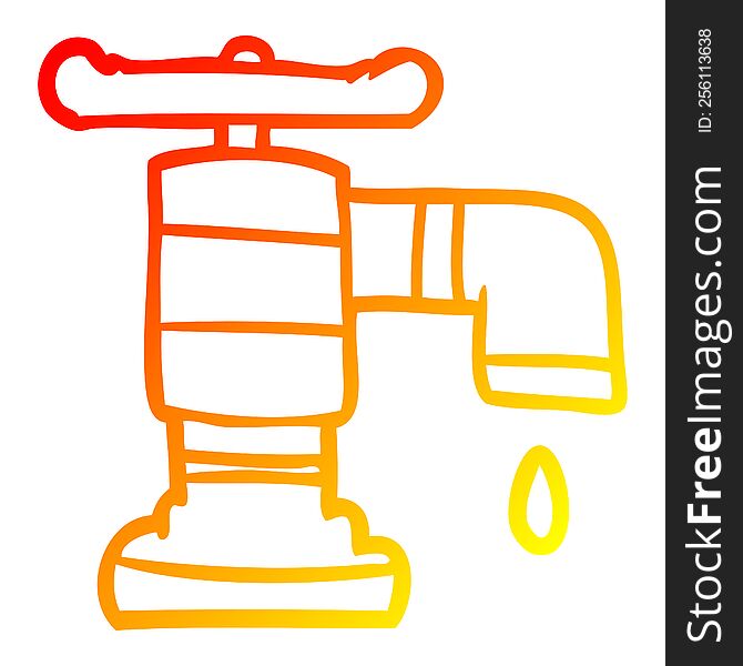 Warm Gradient Line Drawing Cartoon Dripping Faucet