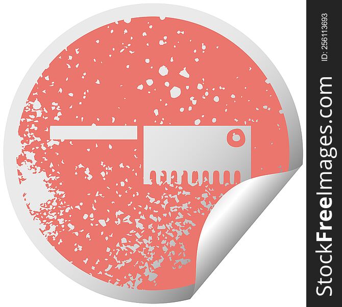 Distressed Circular Peeling Sticker Symbol Butcher Knife