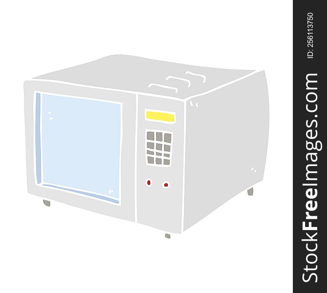 Flat Color Illustration Of A Cartoon Microwave