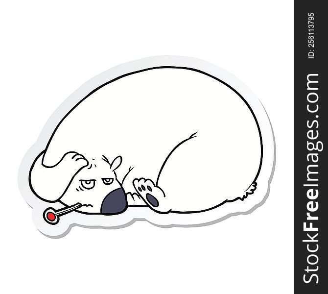 Sticker Of A Ill Polar Bear Cartoon