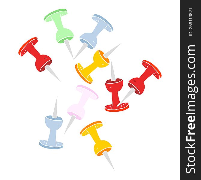 flat color illustration of office tacks. flat color illustration of office tacks